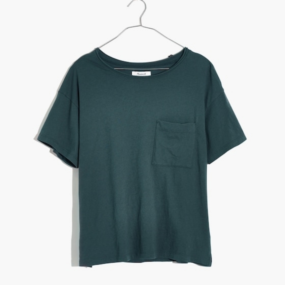 Like New Madewell Oversized Crew Pocket Tee XS Green